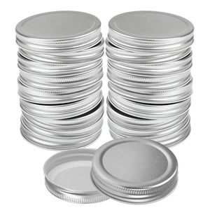 1 stks Tinplate Mason Jar Deksels Sets Herbruikbaar mm Regelmatig brede mond lekbestendige afdichting Zilver Mason Canning Cover Keukenbenodigdheden
