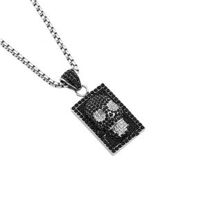 Mannen skelet tag hanger kettingen zwarte rijnsteen ontwerp roestvrijstalen sieraden ketting mode ketting heren geschenken243o