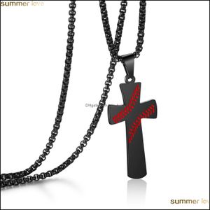 Pendant Necklaces Pendants Jewelry Stainless Steel Baseball Cross Necklace For Women And Men Bible Verse Christian Religion Gift Drop Deli