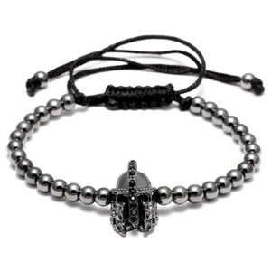 Cool Men Style Helmet Charm Bracelet 4MM Copper Bead Bracciali Gioielli per regalo di coppia