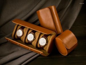 Titta på fodral Boxes Watches Roll Mechanical Protection Dustproare Leather Bag 1 2 3 Siffror Travel Portable Box Hele22