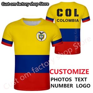 COLOMBIA fai da te su misura nome numero nazione bandiera repubblica spagnola paese Maglietta da uomo T-shirt manica corta Maglietta allentata O collo Top 220620