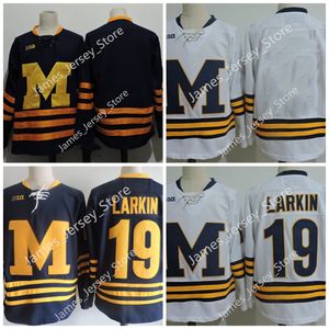 19 Dylan Larkin Ice Jersey Michigan Wolverines Dikişli Hokey Jersey Quinn Hughes Formaları