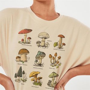 ヴィンテージファッションマッシュルームプリント特大TシャツエグールグランジエステティックストリートウェアグラフィックティーティシャツTシャツかわいいトップス服220526