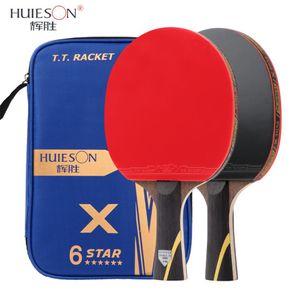 HUIESON 6 Star Table Tennis Racket Ping Pong Paddle Sticky Pimples-in Rubber Carbon Fiber Blade T200410284Z