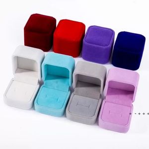 Velvet Jewelry Gift Boxes Square Design Rings Display Show Case Weddings Party Couple Jewelry Packaging Box For Ring Earrings