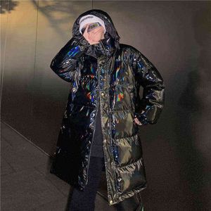 Thick Long Puffer Jacket for Men Winter Fashion Trends Warm Clothing Teens Colorful Reflective Padded Coat Streetwear with Wings T220802