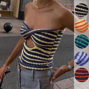 Forefair 2021 Strapless Knitted Crop Top Women Hollow Out Summer Autumn Sleeveless Backless Sexy Y2k Tank Tops Vintage Fashion