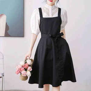 Waitress Baking Cleaning Restaurant Apron Cross Back Painting Gardening Nail Supermarket Bib Kitchen Cooking Household Pinafore Y220426