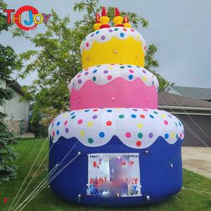 free ship outdoor activities advertising 4m 13ft tall giant inflatable cake model air inflated bounce birthday cakes balloon for parties with blower