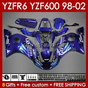 Kit carrozzeria per YAMAHA YZF R6 R 6 YZF600 600CC 98-02 Carrozzeria 145No.36 YZF 600 CC YZF-600 YZFR6 98 99 00 01 02 Telaio YZF-R6 1998 1999 2000 2001 2002 Carenatura completa blu go stock