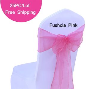 50 25 st/parti bröllop stol knutar kristallgarn för bröllop bankett tema party dekoration organza stolar sashes bow binds chiffon 220514