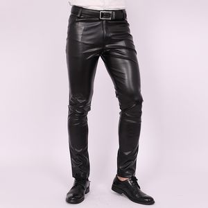 Herren Slim Fit Skinny Hose Tight Stretch Leder Teen Trend Motorrad PU 220719