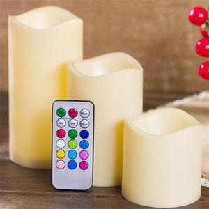 3Pcs/Set LED Flameless Candle Fake Candles 12 Colorful Change Remote Tea Light Candles Wedding Birthday Party Decoration 220510