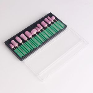 Equipamento de arte da unha 12pcs Quartz Bits de broca de areia Definir cabeça de manicure elétrica Substituir dispositivo rosa para ferramentas de polimento de pedicure Prud22