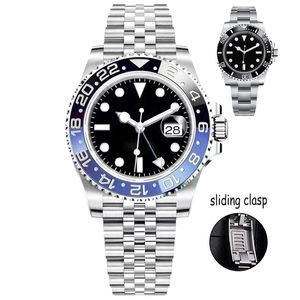 남성 자동 기계식 도자기 시계 40mm 풀 스테인레스 스틸 글라이딩 걸쇠 수영 손목 시계 Sapphire Luminous Watch