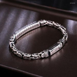 Link Chain Fashion Vintage Silver Color Keel flätade armband kubanska spännsmycken Herr tidvattenvarumärke Holiday Wrist Giftlink Lars22