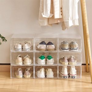 6pcs shoe cabinet High light transmission Transparent slippers sneakers storage s box thickened dustproof organizer 220809