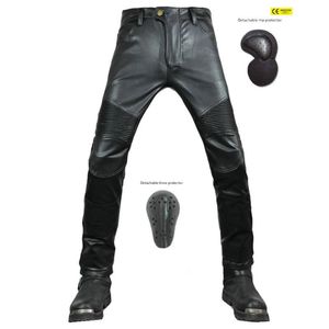 Motorradbekleidung, Reitjeans, Motocross-Rennhose, PU-Leder, Bikerhose, wasserdicht, winddicht, für Herren und Damen, mit 4 x CE-Knie-Hüftpolster