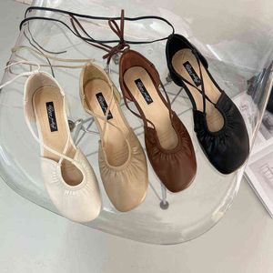 Slipper Elegant Cro Tied Women Flat Lace Up Soft Gladiator Sandal Korean Comfortable Grandma Shoe Round Toe Beach Slide 220622