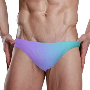 NewHot Sexy Herren Badeanzug Gradienten Gedruckt Briefs Bademode Männlich Schwimmen Bikini Shorts Männer Surf Board Strand Surfen Badehose Y220420