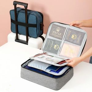 Card Holders Large Capacity Multi-layer Document Tickets Storage Bag Certificate File Organizer Case Home Travel Passport Cards With LockCar