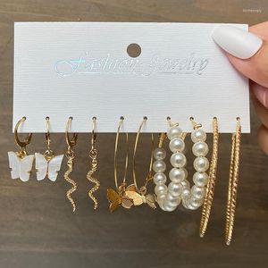 Dangle & Chandelier Bohemian Gold Snake Butterfly Drop Earrings Set For Women Pearl Acrylic 2022 Trend Of JewelryDangle Kirs22