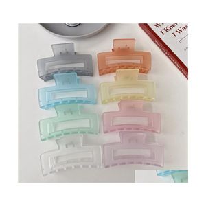 Clamps Korean Transparent Square Mist Hollow Out Candy Color Ponytail Hairpins Girls Women Wash Scrunchies Resin Hair Clips Jewelry Dhbth