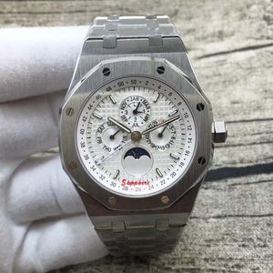 Top Wysokiej jakości luksusowe zegarki męskie Pasku ze stali nierdzewnej Sapphire Glass Automatyczny ruch mechaniczny zegarek fazowy Księżyc