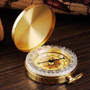 Oggetti decorativi Figurine Rame vintage Bussola luminosa retrò Flip Cover Orologio da tasca Campeggio Escursionismo Nautico Marino Pografia all'aperto