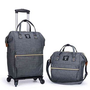 Juli's Song Bagage Bag Waterproof Travel Duffle Trolley Rolling Suitcase Women S med Wheel Handbag J220708 J220708