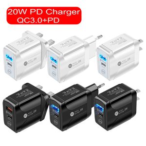 PD 20W 18W Szybka ładowarka ścienna Type C Szybki ładunek 3.0 Adapter Universal dla iPhone'a Samsung Google smartfony