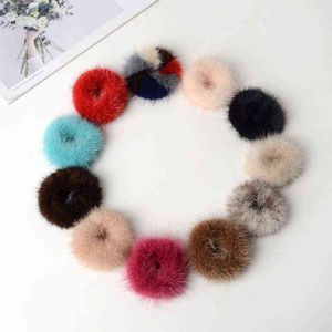 100% Real Genuine Mink Fur Corda Corda Mulheres Acessório Flurry Headband Headband Titular Elástico Highgrade Luxo Moda Anel de Cabelo AA220323