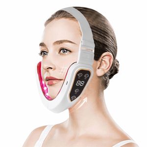 Microcorrent V Forma facciale Sollevamento della faccia EMS Slicring Massager Doppio dispositivo di sollevamento LED LED LED 220426