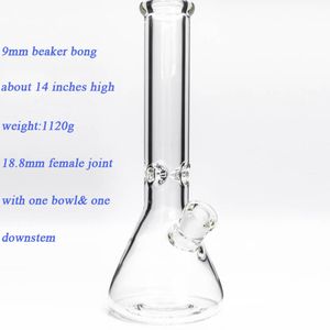 Thick Glass Bongs Hookahs 35CM Beaker Base Glass Bong Super Heavy Classical Design Water Bongs 9mm Thick with Smoking Accessories
