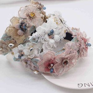 Wedding Hair Jewelry 2020 handmade flower gem pearl Baroque luxury colorful crystal rhinestone flower hair band 824 AA220323