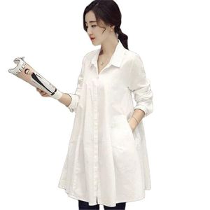 Women's Blouses & Shirts Plus Size Maternity Long Sleeve Tops Pregnancy Clothing Casual Blouse Solid Color Loose White Shirt P147