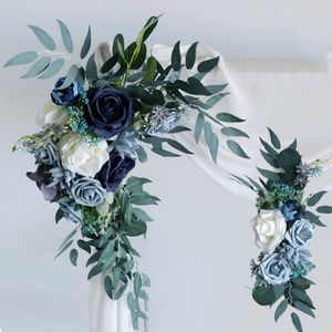 2st Blue Wedding Arch Backdrop Decor Welcome Sign Artificial Rose Corner Blommor vägg hängande blommor arrangemang parti