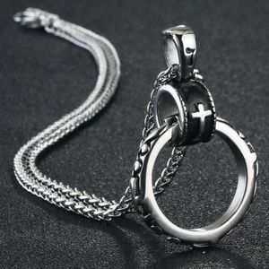 Hänghalsband manliga rostfritt stål länkkedja rund cirkel tvärhalsband för män silver färguttalande smycken gåvor nc055 hänge