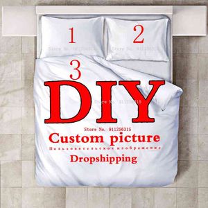 Diy 3 Set Bedding Photo Image Custom Size Queen King Duvet Cover Pillowcase Customized Bedclothes Bed Linen Drop Ship