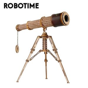 ROBOTIME ROKR 1 1 DIY 314PCS تلسكوبي تلسكوب أحادي النموذج الخشبي مجموعات البناء هدية التجميع للأطفال البالغين 220725