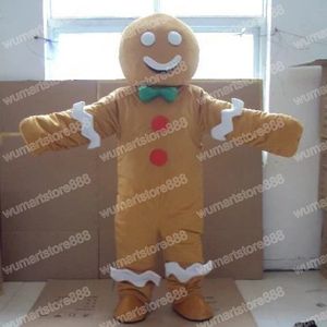 Halloween Gingerbread Man Mascot Costume de desenho animado Personagem Carnaval Festival Dresses Fantasia Tamanho dos Adultos Tamanho de Festa ao ar livre de Natal