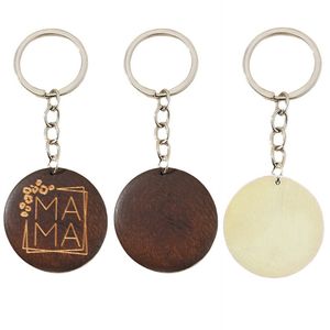 DIY Blank Wooden Keychains Round MAMA Keychain Pendant Mother's Day Gift Key Chain Keyring