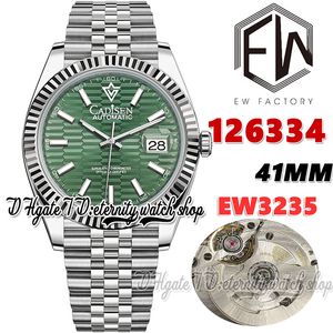 Wholesale watch fluted bezel for sale - Group buy EWF V3 ew126334 Cal EW3235 Automatic Mens Watch MM Fluted Bezel Green Pit pattern Dial L Stainless Bracelet With Same Serial Warranty Card eternity Watches
