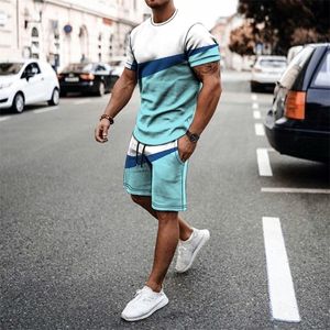 Summer Streetwear Men Set Tracksuit For Man Overdized Clothes 3D Printed T Shirt Shorts Sportwear Mens Tshirts Fashion Suit 220602