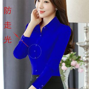 Женщины блузки весна осень королевская синяя рубашка Женская с длинным рукавом Большой размер красная подкладка Blusas Mujer de Moda 220810