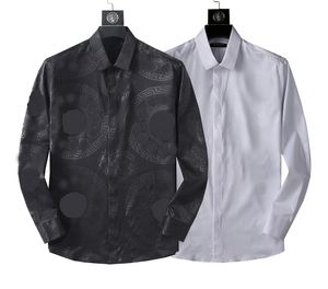 Chemise habillée pour hommes T-shirt en soie Slim de luxe à manches longues Vêtements d'affaires décontractés marque à carreaux 2 couleurs M-4XLVE