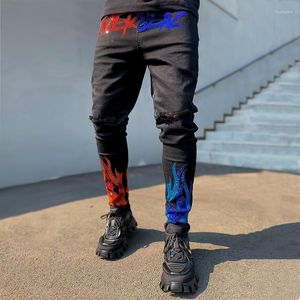 Men's Jeans K2y Punk Pants Men's Trend Casual Streets Slim Fashion Pencil 2023 Elastic Waist Skinny Drill