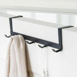 Hooks & Rails Arrivals 1pc Metal Hanger Storage Holder Rack Over-The-Door Hook Hanging Coat Hat Towel Bag Household Black WhiteHooks