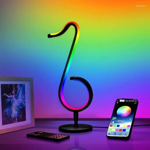 Night Lights Smart LED RGB bordslampa med app fj￤rrkontroll RGBIC Dimble Desk Fior Room Decoration Ambient Lighting Night